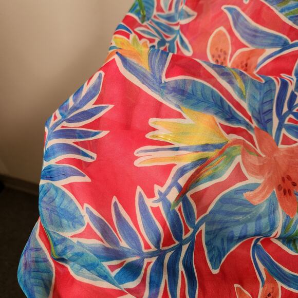 SUNSETS Tiger Lily Destination Dress Women S-M Tie Back Hi Low Sheer Maxi Floral - Picture 8 of 10